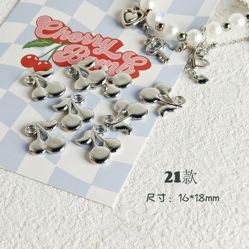 10 PCS/Package 7 * 12mm Arylic Cross Cherry Bow Knot Polished Pendant Jewelry Accessories