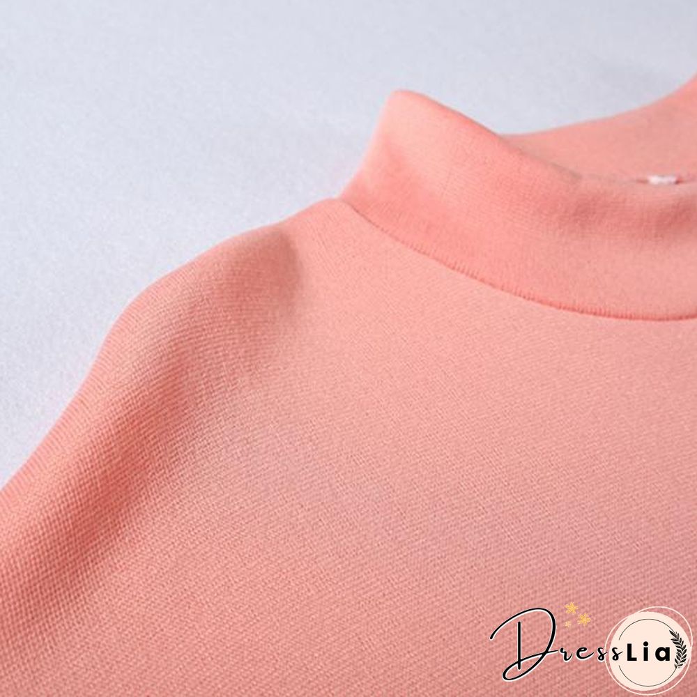 Women Outfit Pocket Thick Solid Color Loose Pullover Pants Set For Office