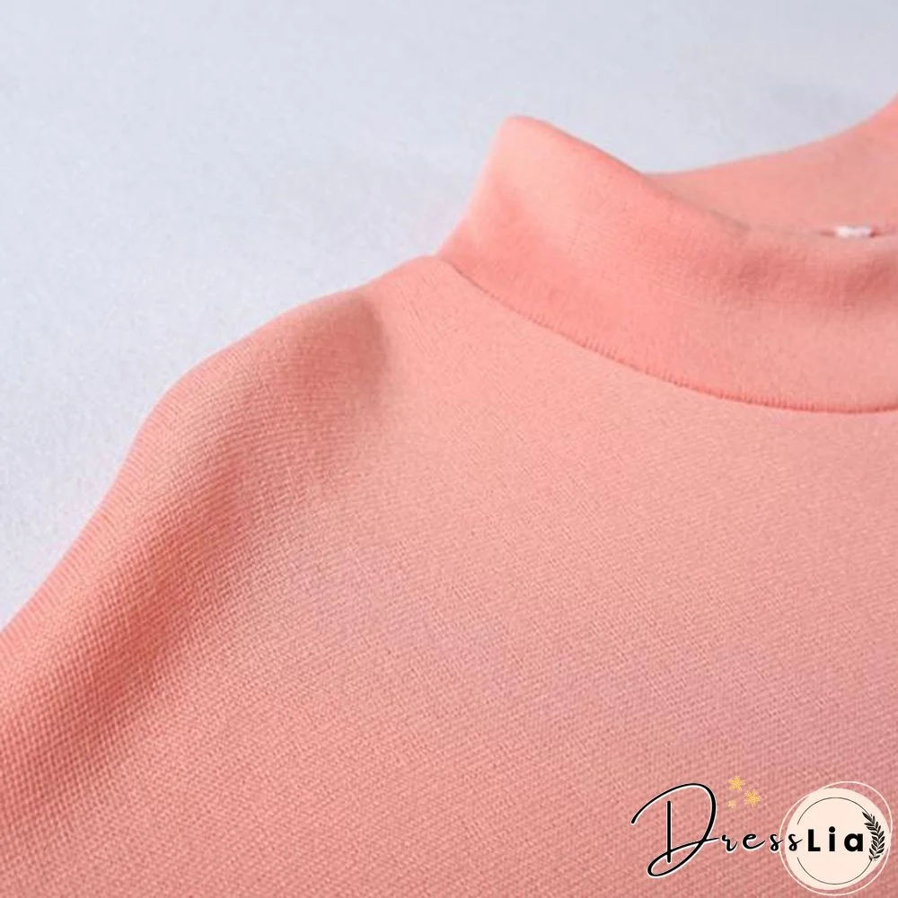 Women Outfit Pocket Thick Solid Color Loose Pullover Pants Set For Office