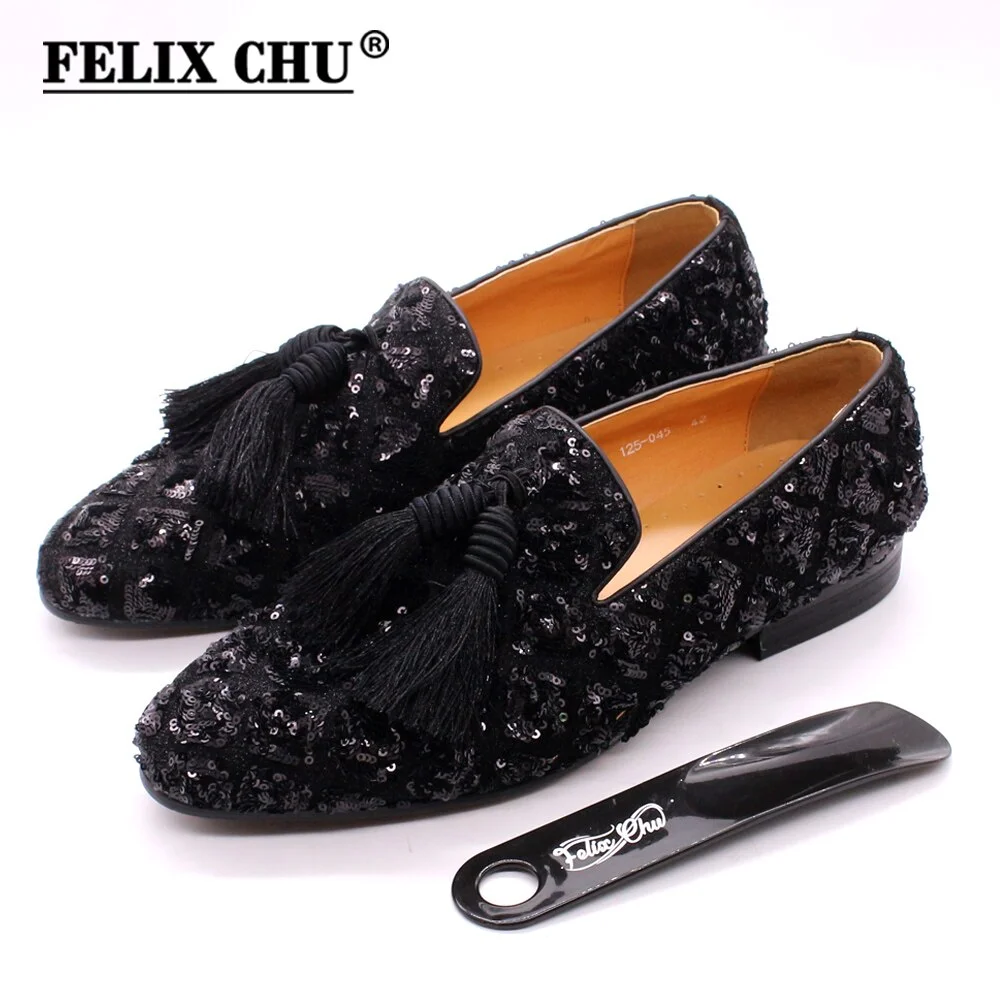 Mens Tassel Loafers Sequin Casual Shoes British Style Gentleman Wedding Dress Shoes Red Breathable Men Party Dinner Formal Shoes