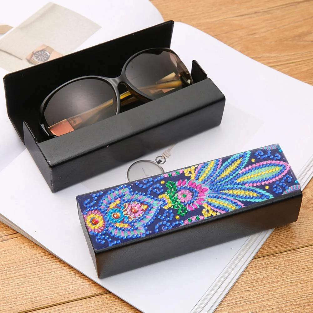 DIY Diamond Painting Leather Eyeglasses Storage Box Case Sunglasses Holder