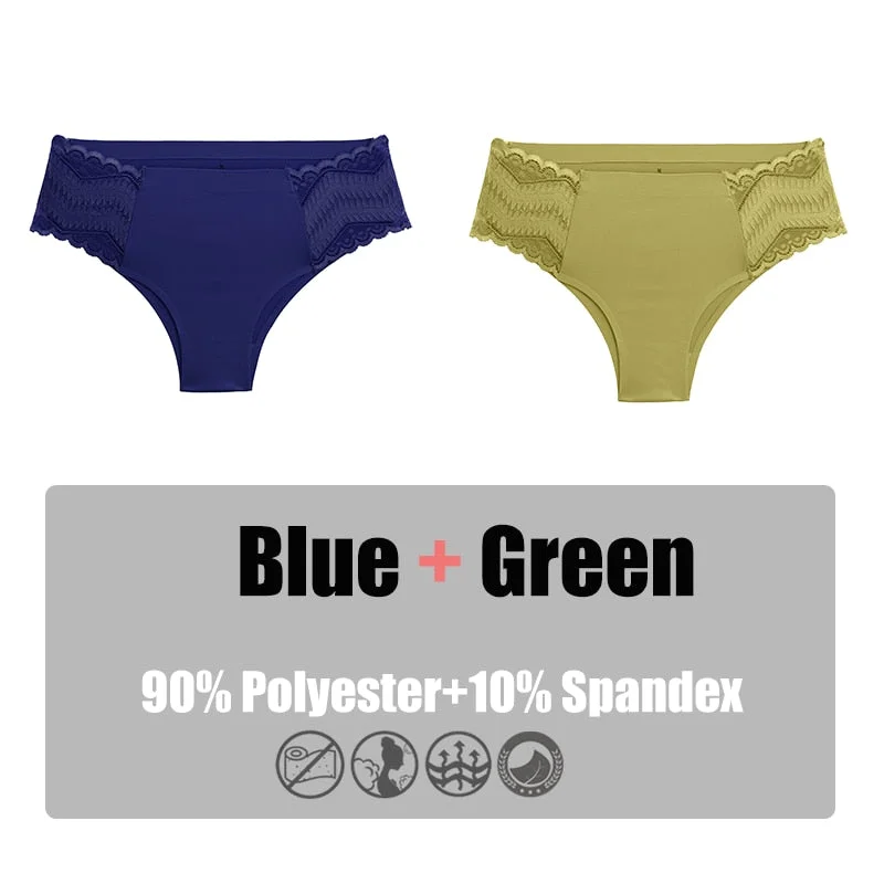 2PCS/Set Women Panties Lace Underwear Briefs Seamless Panties Sexy Lingerie for Female Intimates Underpants Floral Lace Pantys