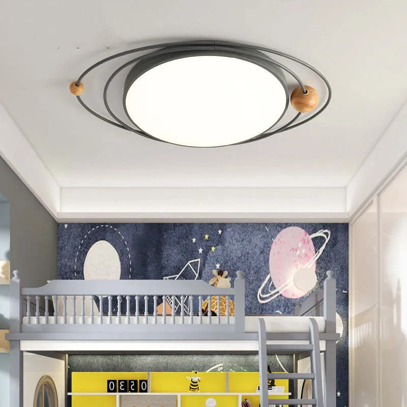 Quinn Modern Ceiling Light LED Metal Wood Living Room