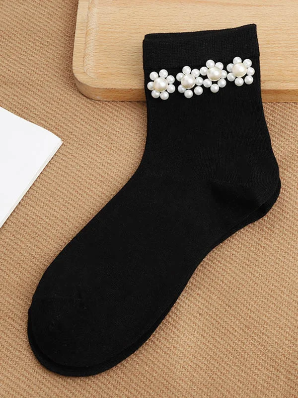 Urban Beaded Floral Pearl Socks Accessories