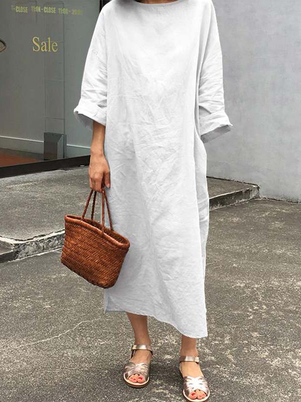Women Long Sleeve Scoop Neck Maxi Dress