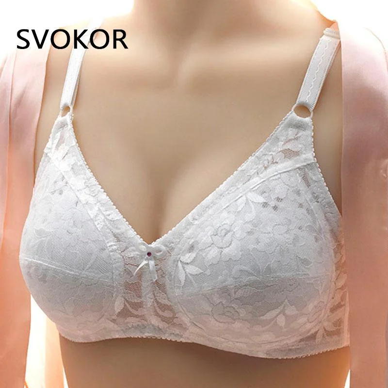SVOKOR Push Up Bra Sexy Lace Bras For Women Wireless Bralette Ultra-thin Flower Bra underwear