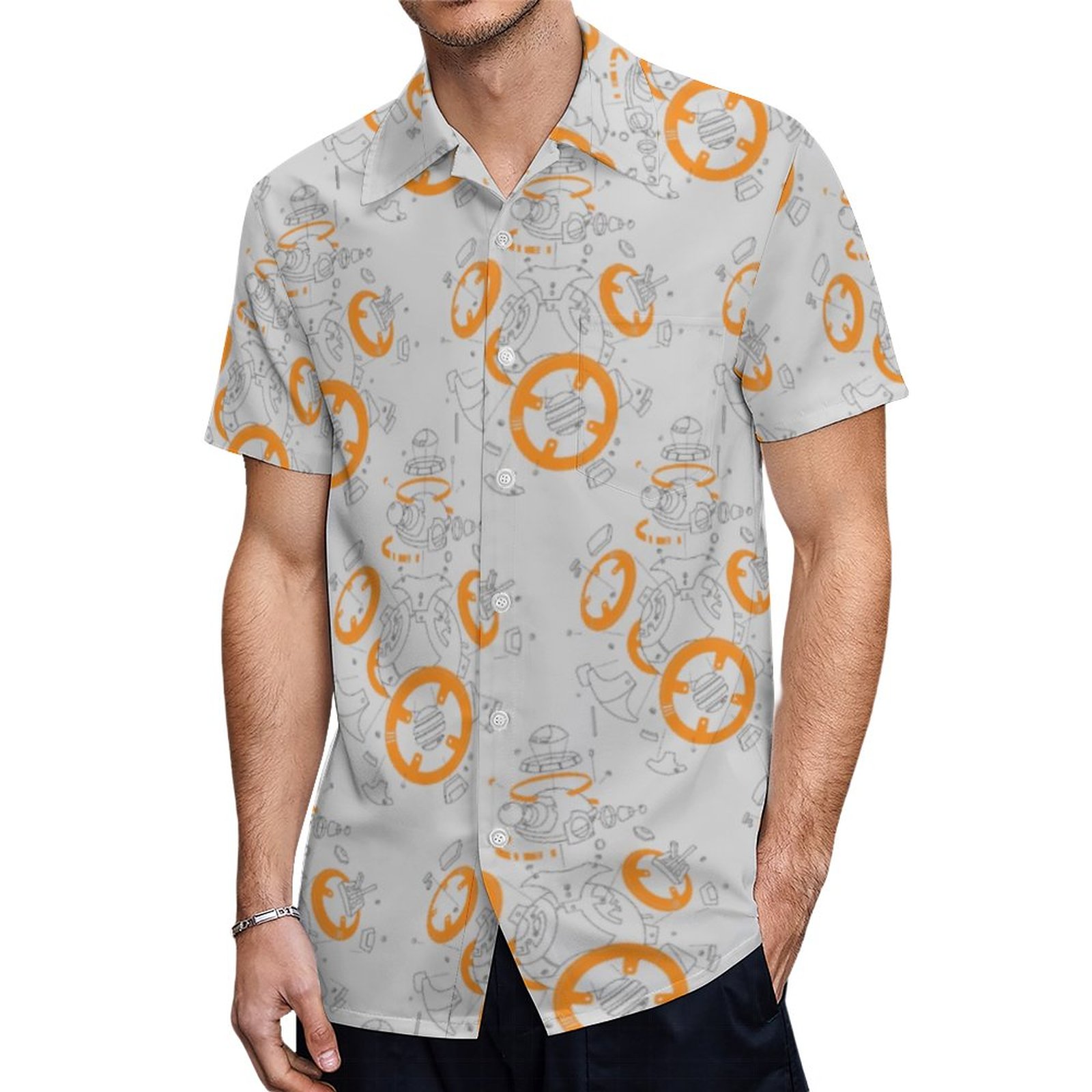 Bb 8 Exploded View Drawing Hawaiian Shirt Mens Button Down Plus Size Tropical Hawaii Beach Shirts