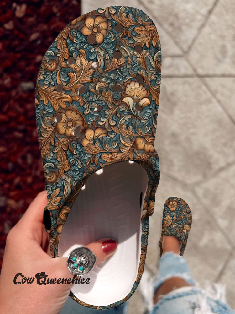 Vintage Art Print Casual Hole Slippers Multicolor / 36