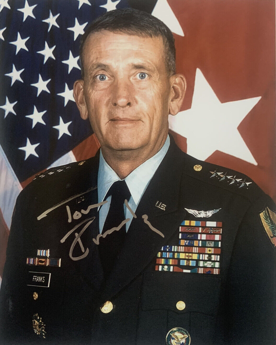 TOMMY FRANKS HAND SIGNED 8x10 Photo Poster painting ARMY GENERAL AUTHENTIC AUTOGRAPH COA