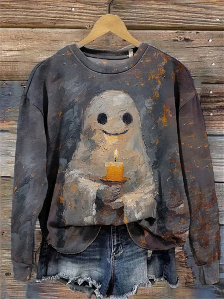 Women's Halloween Boo Art Print Sweatshirt