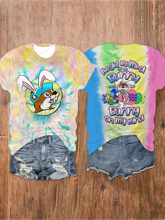 Women's I've Got My Mind On The Bunny tie-dye print crewneck T-shirt