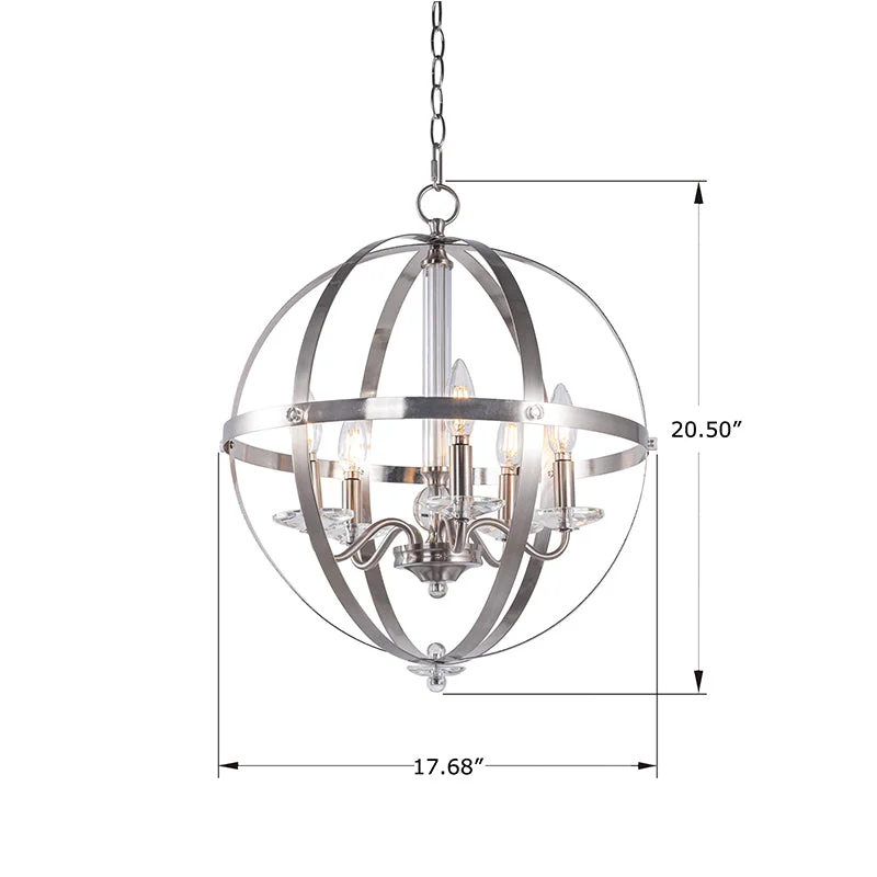 5-Light Globe Chandelier Candle Style Pendant Lighting