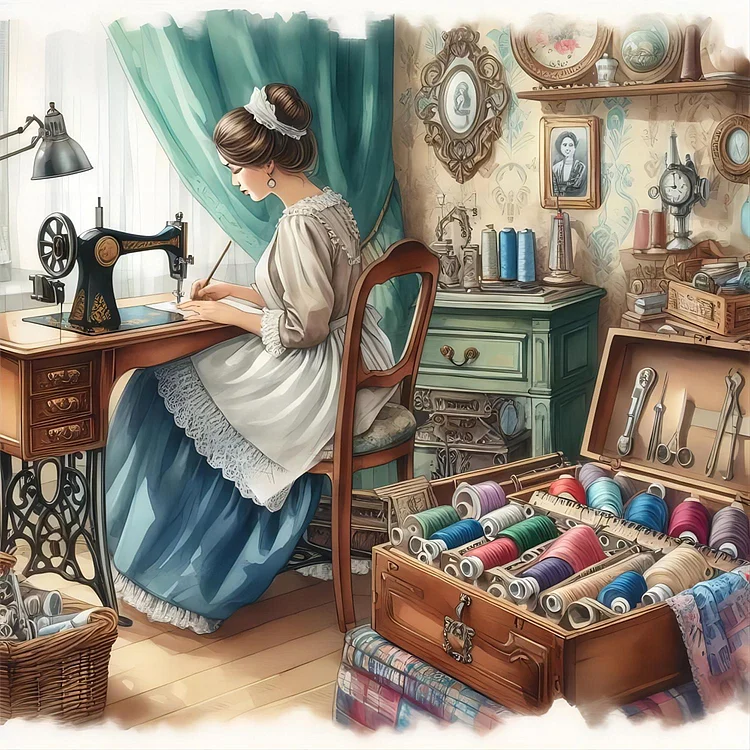 Weaving Design Girl 40*40CM (Canvas) Full Round Drill Diamond Painting gbfke
