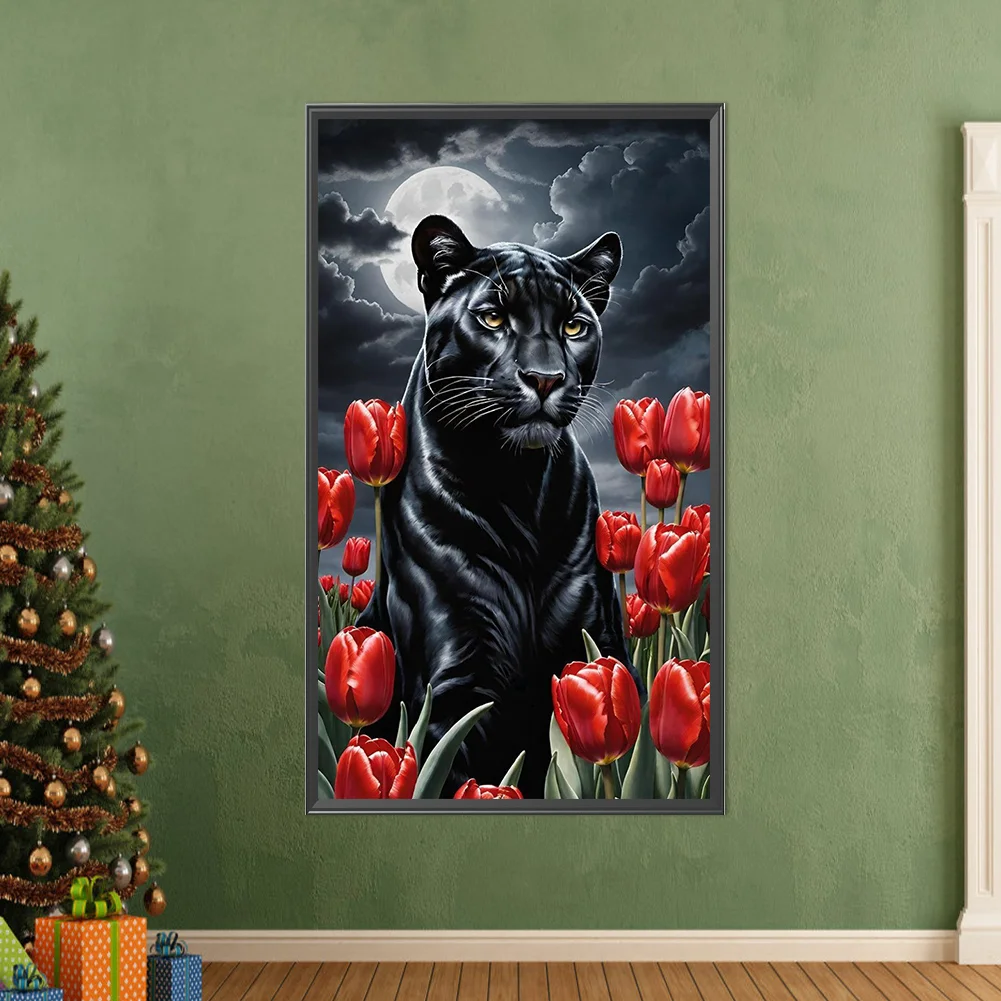 Partial AB Diamond Painting - Full Round Drill - Tulip Panther(Canvas|45*75cm)