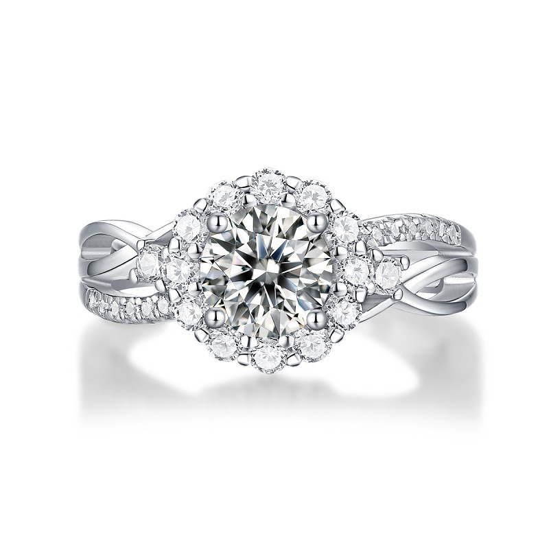  S925 Sterling Silver Moissanite Ring for Women's Valentine's Day Gift 1 Carat Wedding Ring High Sense Ladies Jewelry