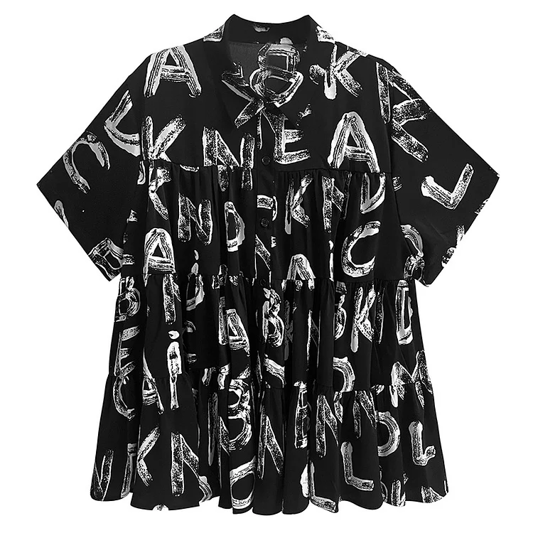Dark Style Printed Short Sleeve Shirt - yankia