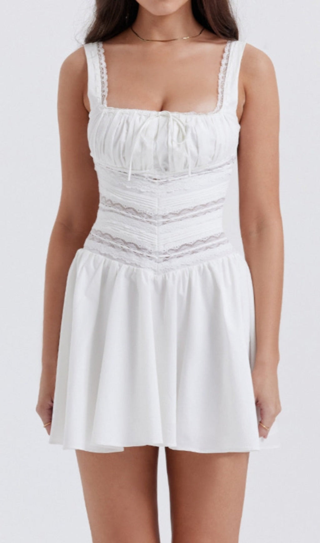 White Lace Trim Mini Dress Miss Lee Label
