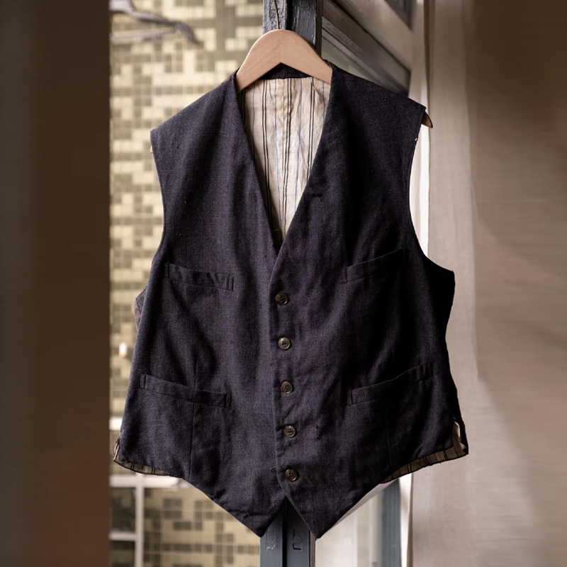 Men's 1930's French Vintage Wool Work Gilet