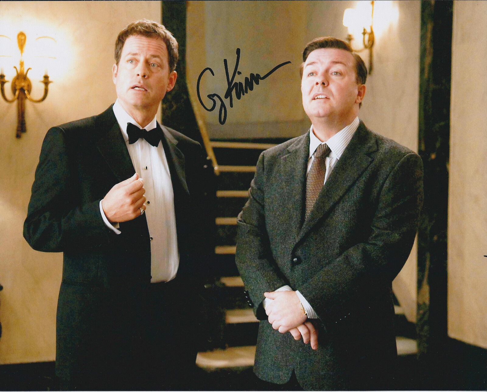 Greg KINNEAR Signed Autograph Photo Poster painting with Ricky Gervais COA AFTAL Ghost Town