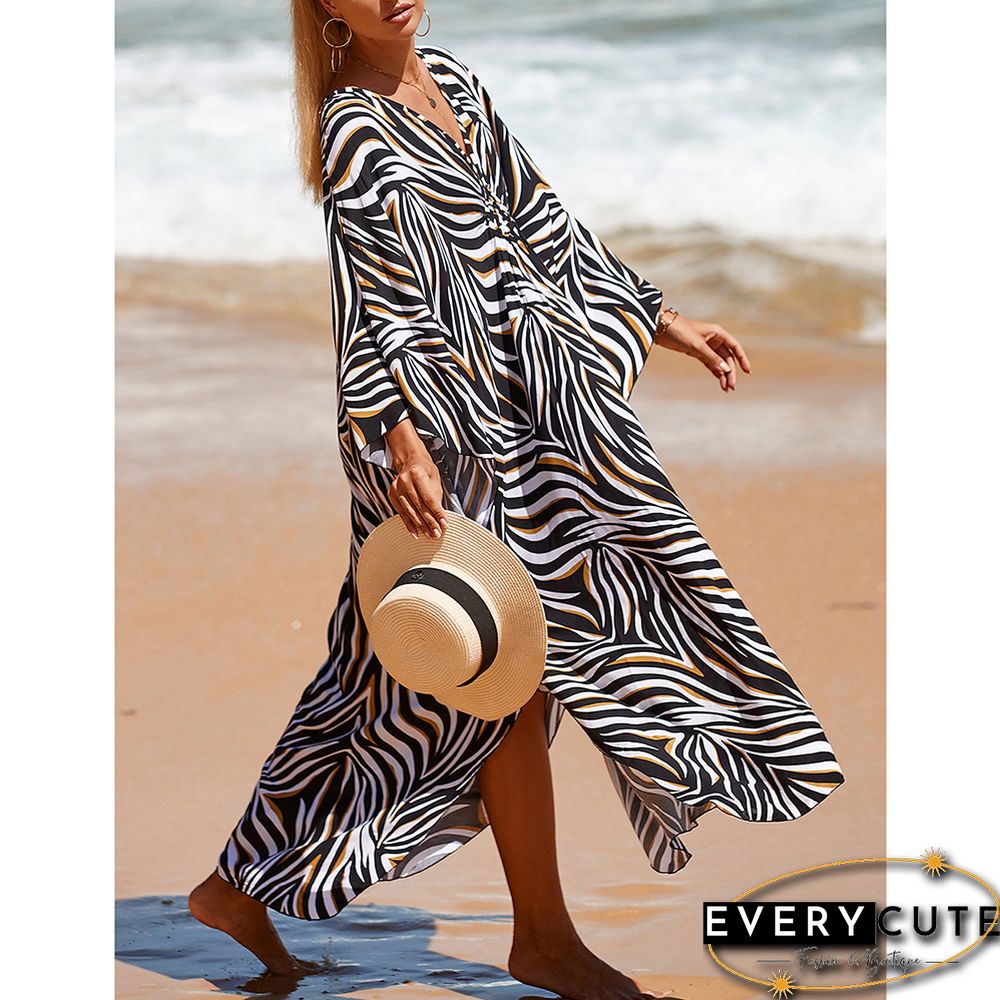 Stripe Print Long Kinimo Beachwear
