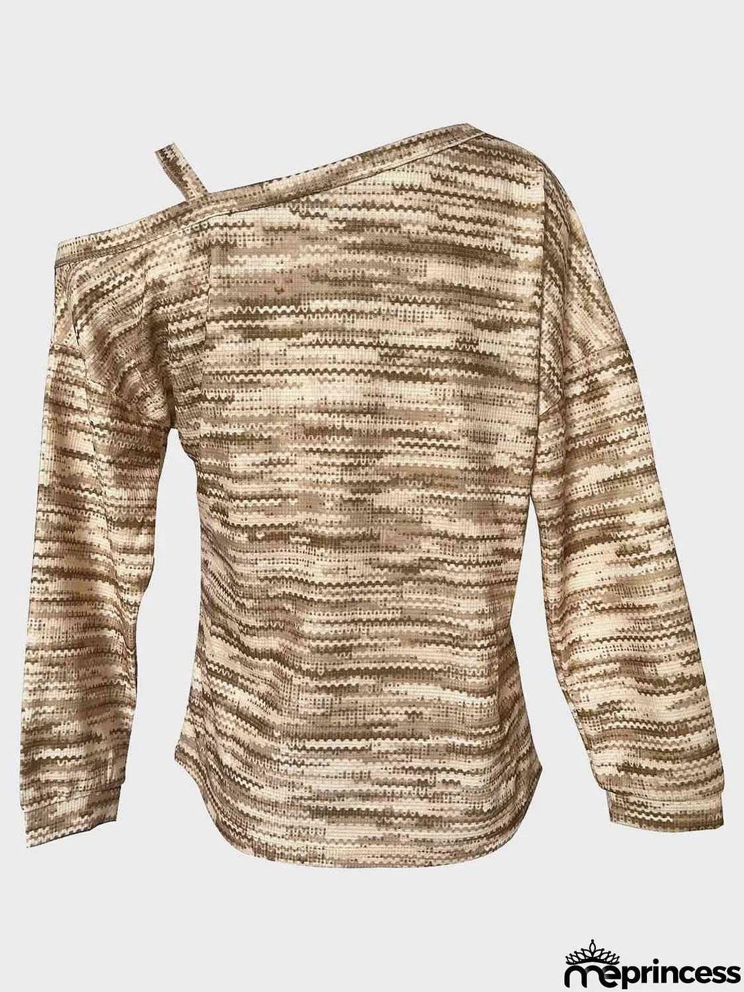 Heathered Asymmetrical Neck Long Sleeve T-Shirt