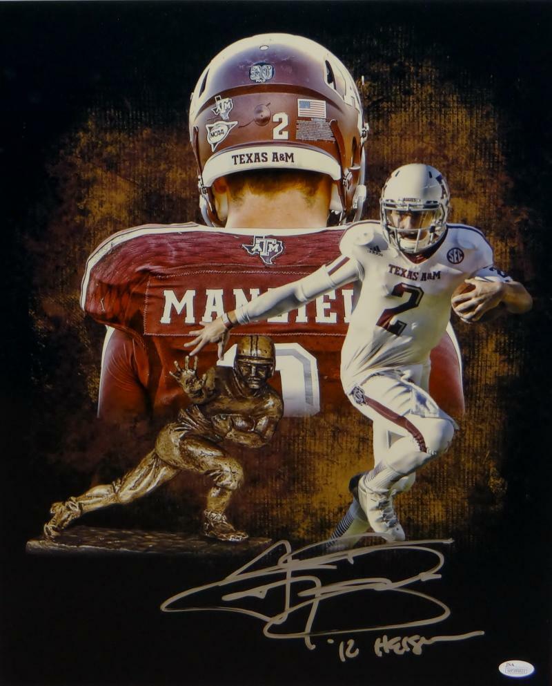 Johnny Manziel Autographed 16x20 A&M Heisman Trophy Photo Poster painting W/ Heisman- JSA W