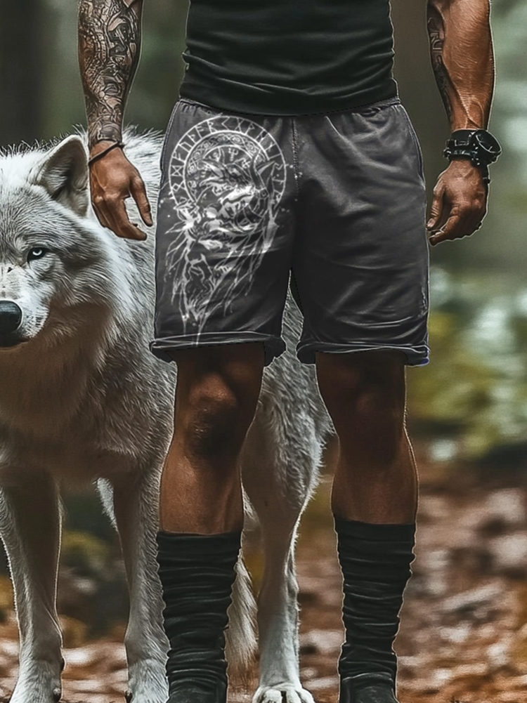 Men's Viking Eternal Oath Stone Rune Compass Casual Shorts