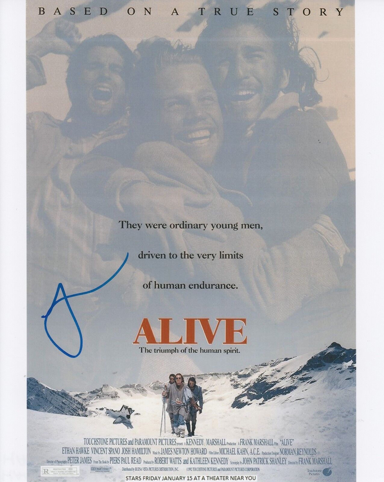 JOSH HAMILTON signed (ALIVE) Movie poster 8X10 Photo Poster painting *Roberto Canessa* W/COA