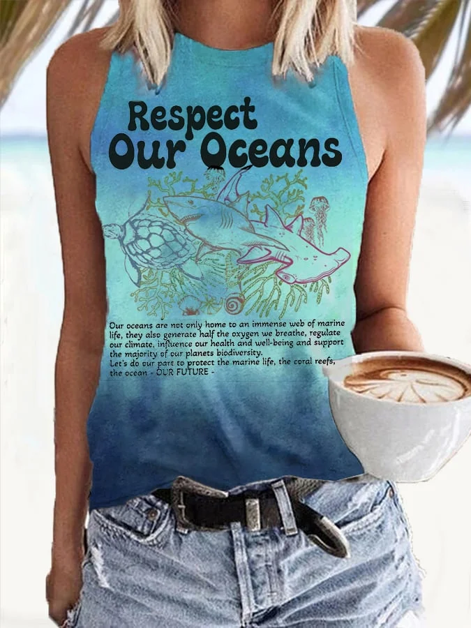 🔥Buy 3 Get 10% Off🔥Women's resort style marine life printed casual vest