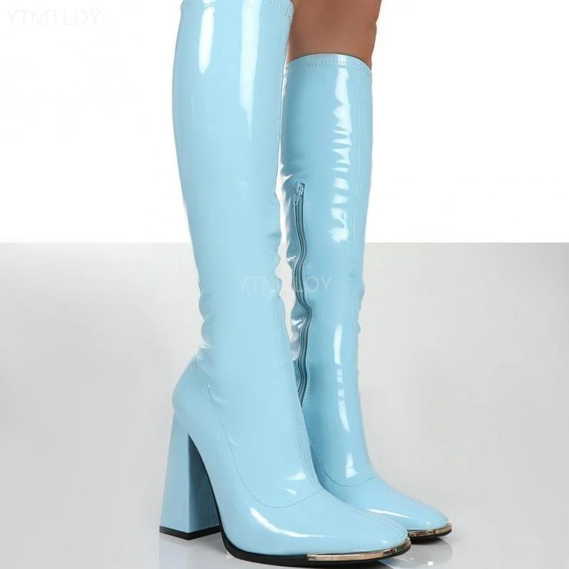 New Arrival Women Platform Thigh Boots Pink Black Party Shoes Plus Size Patent Leather Ytmtloy Knee High Botines De Mujer Sexy