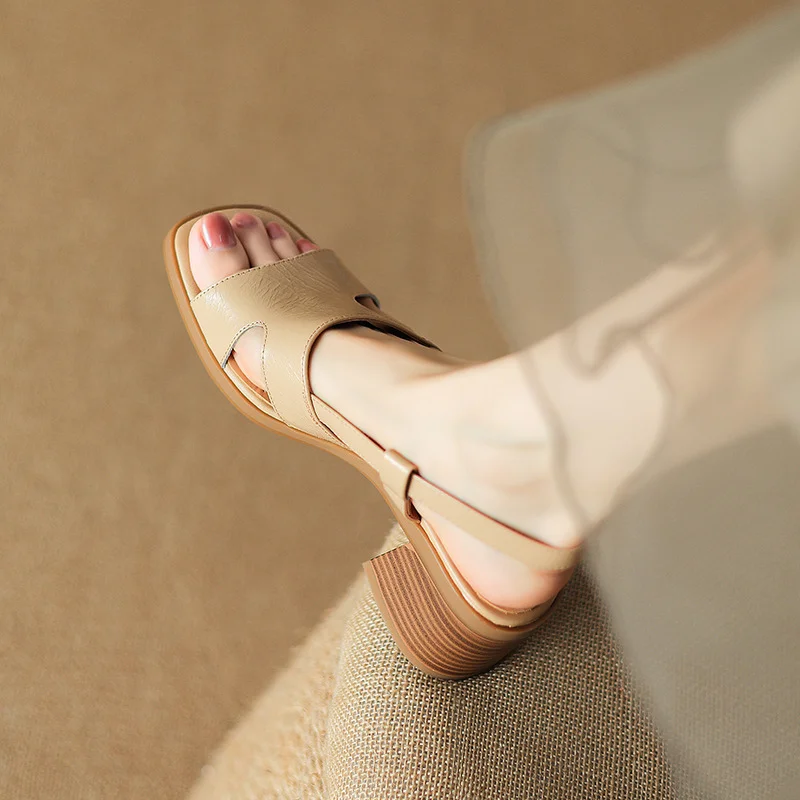 Churchf Churchf Wind ~ Square Head Open Toe Sandals Women's New Summer Casual Commuting Thick High Heels