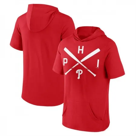 Men's Philadelphia Phillies Red Short Sleeve Pullover Hoodie E6JM