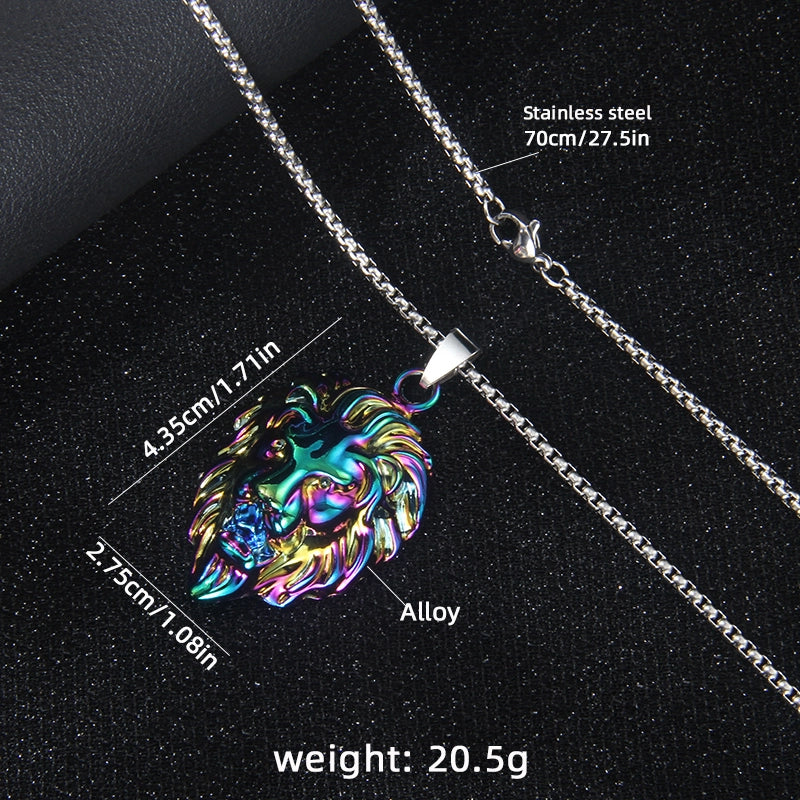 Colorful Lion’s Head Stainless Steel Necklace