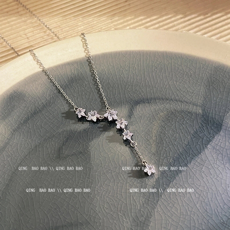 Elegant Lady Geometric Heart Shape Bow Knot Titanium Steel Copper Plating Inlay Zircon Pendant Necklace