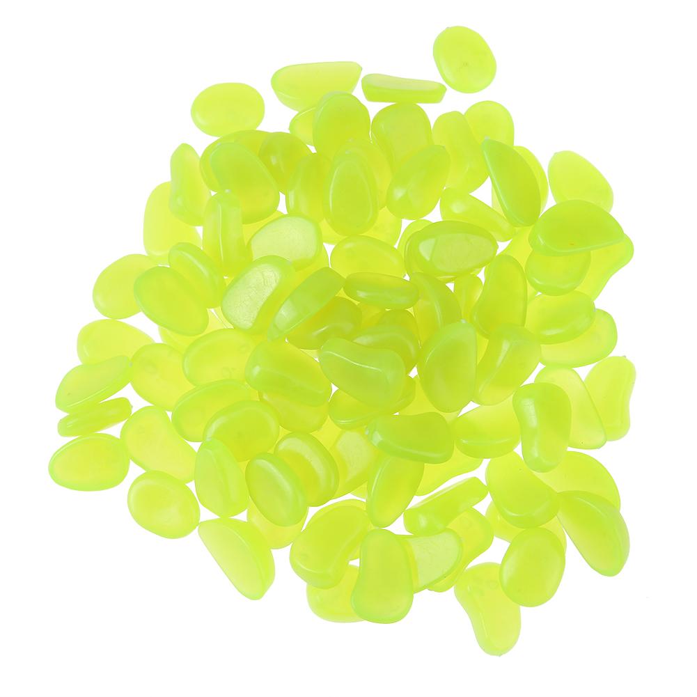 

100pcs Garden Aquariums Fish Tank Crafts Decor Luminous Stones Pebbles, Yellow, 501 Original