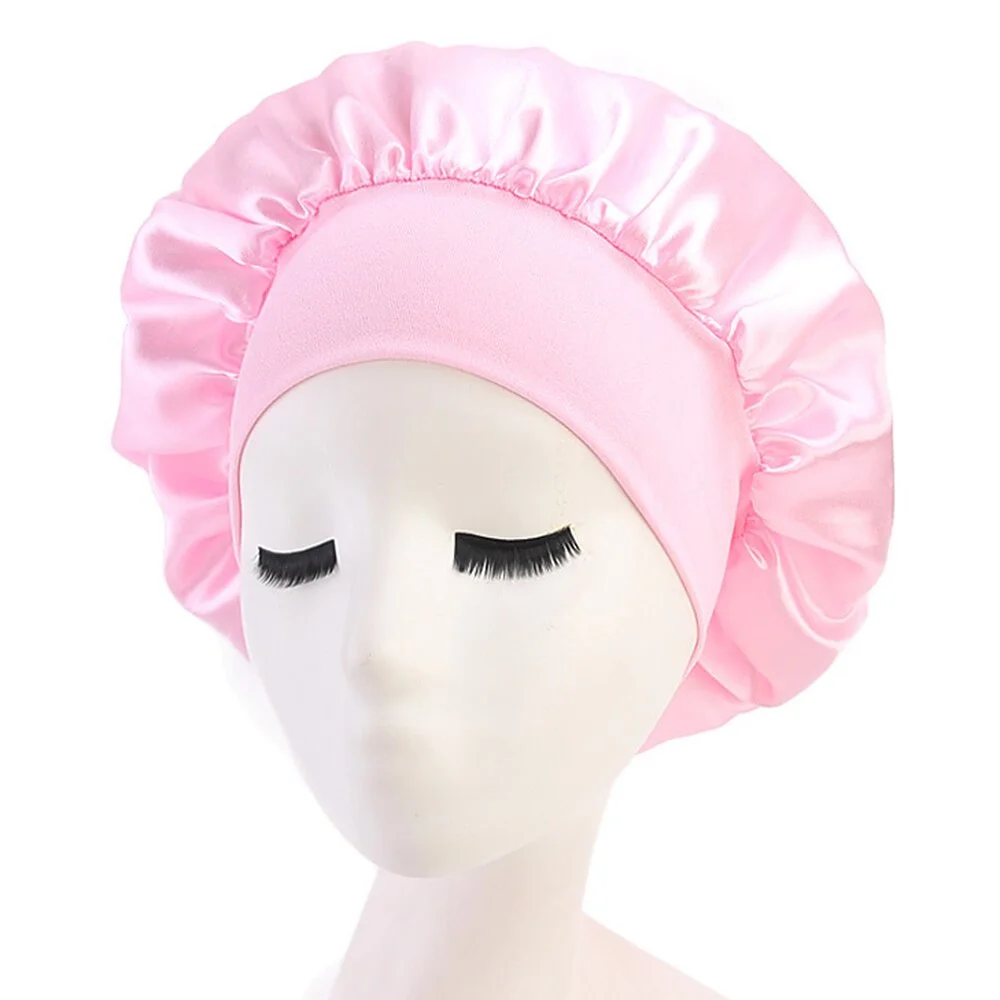 New Soft Silk Women Night Sleep Head Wear Shower Wrap Cap Adjustable Ladies Long Hair Care Bonnet Scraf Satin Hat Accessories