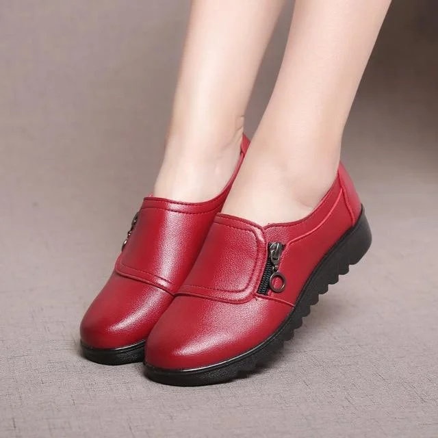 Women Leather Slip On Loafers Anti Slip Moccasins Ladies Flats Shoes
