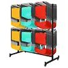 [US Local Warehouse] Folding Chair Rack with Locking Rubber Wheels Folding Chair Cart 88 Lbs Capacity Chairs Storage Dolly for Weddings & Events