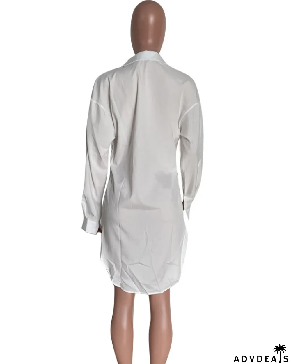 Fall Women Casual White Long Blouse Dress