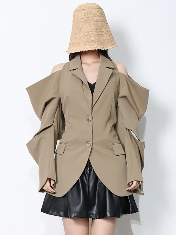 Women's strapless chain splicing blazer Flusfy