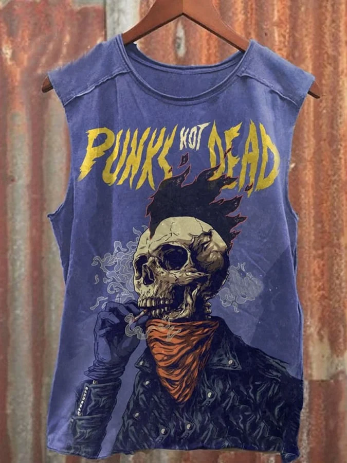 Unisex Demon Skeleton Graffiti  Tank Top