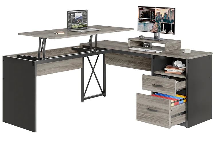 Bestier Uplift L-shaped Computer Desk
