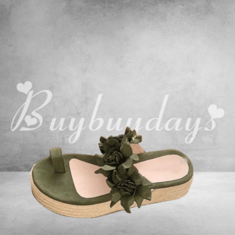 flower slip on platform sandals