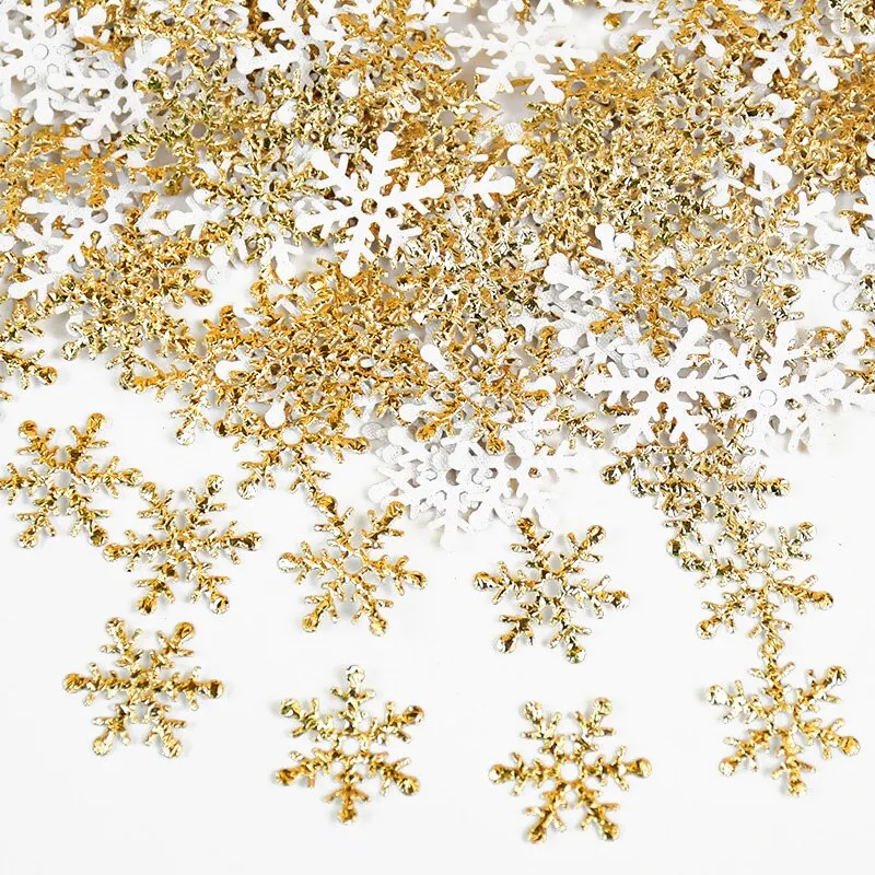 270Pcs Christmas Snowflakes Confetti Xmas Tree Ornaments Christmas Decorations for Home Winter Party Wedding Cake Decor Supplies