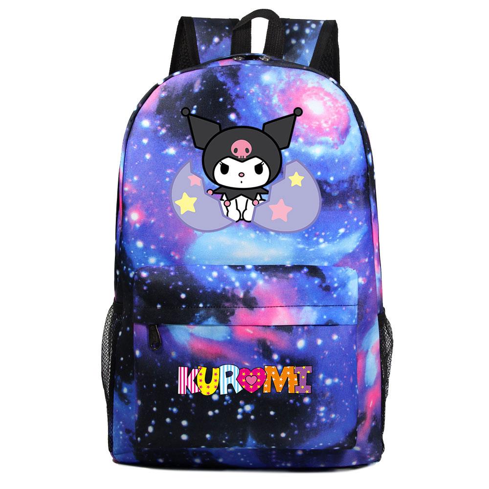 Mayoulove Kuromi Backpack Adjustable Size Stylish Design for School and Outdoor Activities-Mayoulove