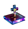 Floating Cross Lamp Floating Bible Night Light Colourful Magnetic Levitation Cross Ornament
