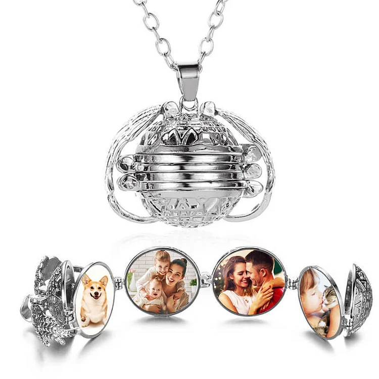 Custom Openable Multi-layer Wing Photo Locket Necklace
