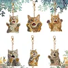 6pcs DIY Diamond Painting Cat Double-Sided Keychains