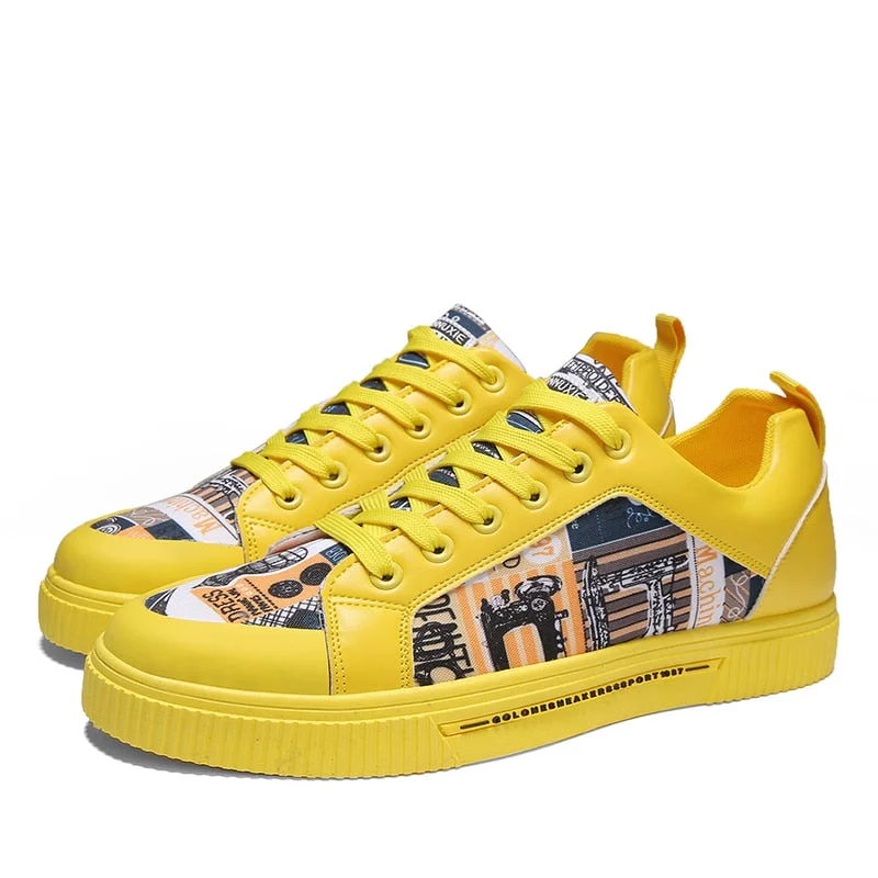 Women's Flat Shoes White Tennis Female Graffiti Yellow Sneakers Women Shoes Sport Casual Shoes Man Loafers basket femme size 44