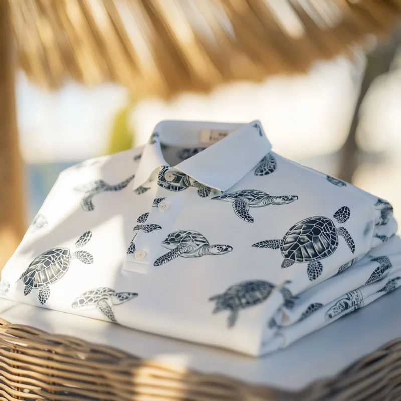 Men's Casual Ocean Animal Print Polo Shirt